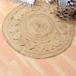 Art Avenue Beige Ethnic Motifs Round Jute Rug Carpet-picture-23