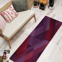 BIANCA Purple & Red Geometric Print Soft Anti Skid Rug-87