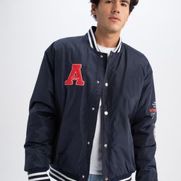 DeFacto Mock Collar Typography Printed Cotton Varsity Jackets-picture-38