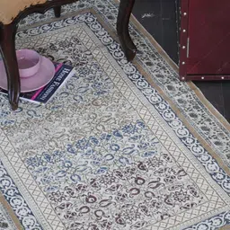 Art Avenue White & Blue Ethnic Motifs Printed Cotton Rectangular Carpet-picture-50
