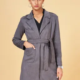 Annabelle by Pantaloons Notched Lapel Longline Trench Coat-18