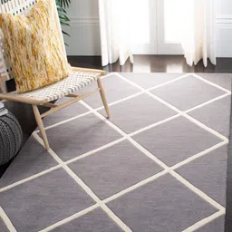IMRA CARPET White Geometric Handmade Polyester Carpet-picture-56