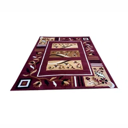 Safiya Carpet Maroon & Beige Floral Printed Water Resistant Rectangle Traditional Carpet-image-84
