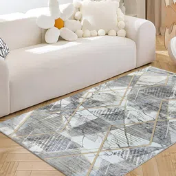 Sapana Carpet-Mats Rio Grey & White Printed Anti Skid Rectangle Contemporary Carpet-image-73