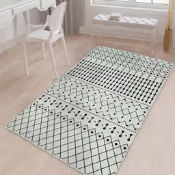 Sapana Carpet-Mats Cream-Coloured Geometric Anti-Skid Polyester Carpet-picture-21