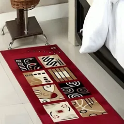 SANA CARPET Red & Beige Geometric Printed Anti-Skid Carpet-image-64