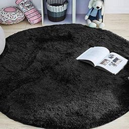 AaHo Decor Black Shaggy Woolen Round Carpets-image-31