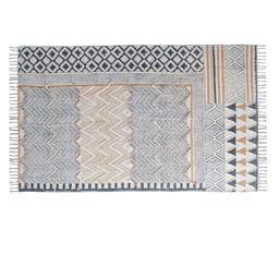Art Avenue White & Blue Ethnic Motifs Printed & Embroidered Cotton Carpet-image-48