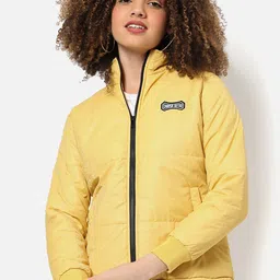 Campus Sutra Women Yellow Windcheater Outdoor Padded Jacket-picture-0