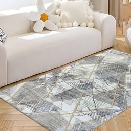 Sapana Carpet-Mats Rio Grey & White Printed Anti Skid Rectangle Contemporary Carpet-image-89