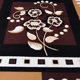 SANA CARPET Brown Floral Anti-Skid Carpet-image-73