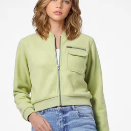 ONLY Women Green Solid Open Front Jacket-24