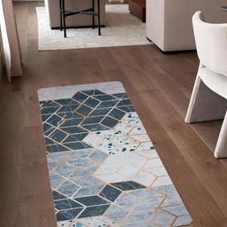 Kuber Industries White Geometric Anti-Skid Runners-55
