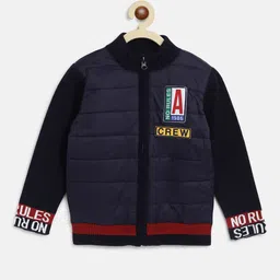 Chicco Boys Navy Blue Cotton Colourblocked Lightweight Padded Jacket with Patchwork-image-33