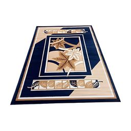 Safiya Carpet Blue & Beige Floral Printed Water Resistant Rectangle Traditional Carpet-13