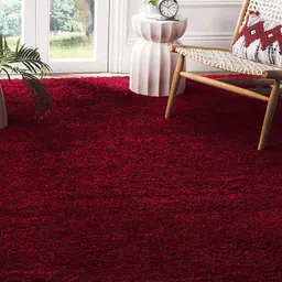 AaHo Decor Red Woollen Soft Coir Shaggy Carpets-1