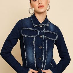 BAESD Spread Collar Cotton Denim Jacket-image-73