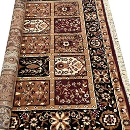 SANA CARPET Brown Geometric Anti-Skid Carpet-image-1