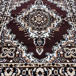 SANA CARPET Brown & White Floral Printed Anti-Skid Silk Carpet-image-58