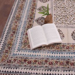 Art Avenue Beige & Red Ethnic Motifs Printed Cotton Rectangular Carpet-12