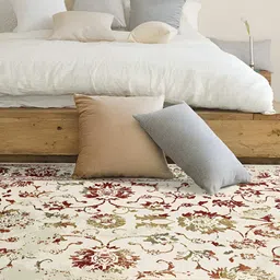 Sapana Carpet-Mats Cream-Coloured Floral Anti-Skid Polypropylene Carpet-image-77