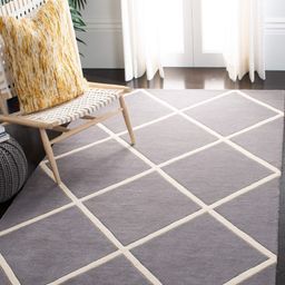 IMRA CARPET White Geometric Handmade Polyester Carpet-picture-1