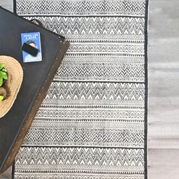 Art Avenue White & Black Ethnic Motifs Printed Cotton Rectangular Carpet-45