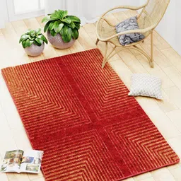 BIANCA Red Geometric Anti Slip Rug Carpets-52