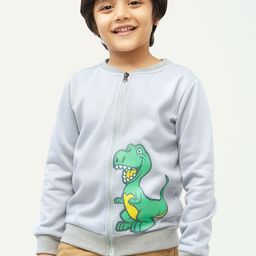 frangipani Boys Grey Green Fleece Open Front Jacket-picture-10