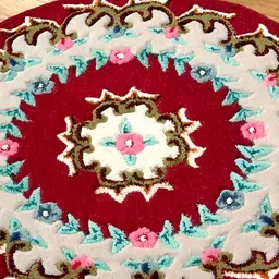 SANA CARPET Red & White Floral Printed Anti-Skid Carpet-12
