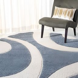 Shopgallery Silver Toned & White Abstract Printed Anti Skid Carpet-5