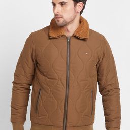 Being Human Spread Collar Faux Fur Trim Quilted Jacket-picture-28