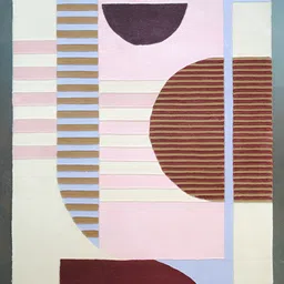 Art Avenue Cream-Coloured & Pink Abstract Anti-Skid Woollen Carpet-image-10
