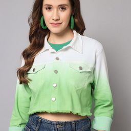 GUTI Colourblocked Crop Denim Jacket-picture-14