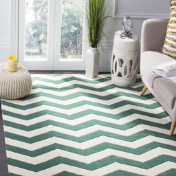 IMRA CARPET Teal Geometric Polypropylene Carpet-picture-18