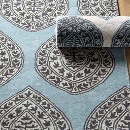 IMRA CARPET Turquoise Blue Ethnic Motifs Anti-Skid Polypropylene Carpet-picture-8