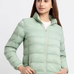 Status Quo Women Sea Green Puffer Jacket-57