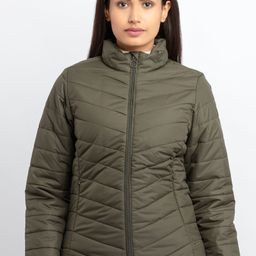 Status Quo Women Olive Green Padded Jacket-image-45
