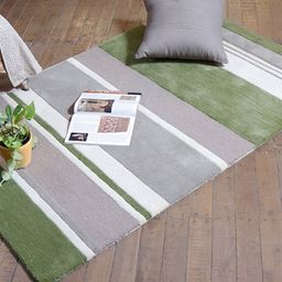ZEBA Grey & Green Striped Hand-Tufted Rectangular Carpet-picture-22