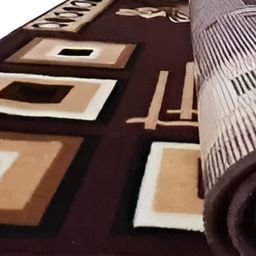 SANA CARPET Brown & White Geometric Printed Anti-Skid Silk Carpet-image-47