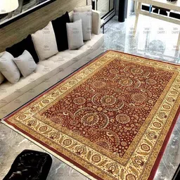 IMRA CARPET Maroon Floral Handmade Woollen Carpet-image-14