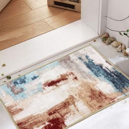 URBAN SPACE Beige & Blue Printed Nylon Carpet-10