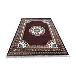 Safiya Carpet Brown & White Ethnic Motifs Water Resistant Carpets-43