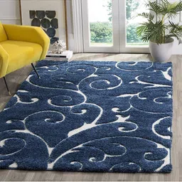 IMRA CARPET Blue Ethnic Motifs Shaggy Carpet-image-38