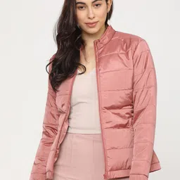 Tokyo Talkies Women Rose Gold-Coloured Solid Padded Jacket-picture-33