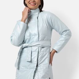 Campus Sutra Women Blue Windcheater Longline Outdoor Puffer Jacket-image-76