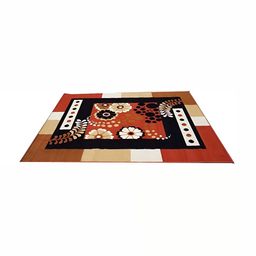 SANA CARPET Brown & Cream Floral Printed Anti-Skid Silk Carpet-image-64
