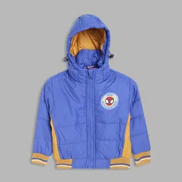 Blue Giraffe Boys Blue Yellow Puffer Jacket-image-5