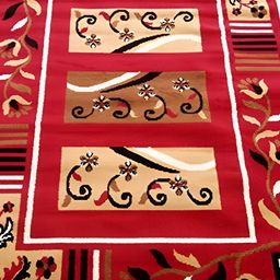 Safiya Carpet Red Floral Water Resistant Carpets-10