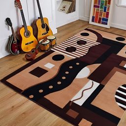 SANA CARPET Brown & Beige Geometric Printed Anti-Skid Carpet-image-103